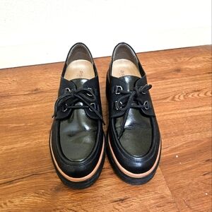 Dr Scholls Black Wedge Loafers
